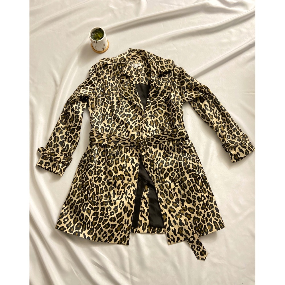 Leopard print trench coat